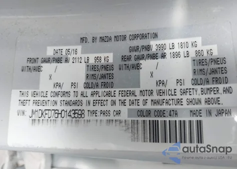 2017 Mazda Cx-3 Grand Touring z USA, uszkodzony, nr VIN JM1DKFD76H0143598